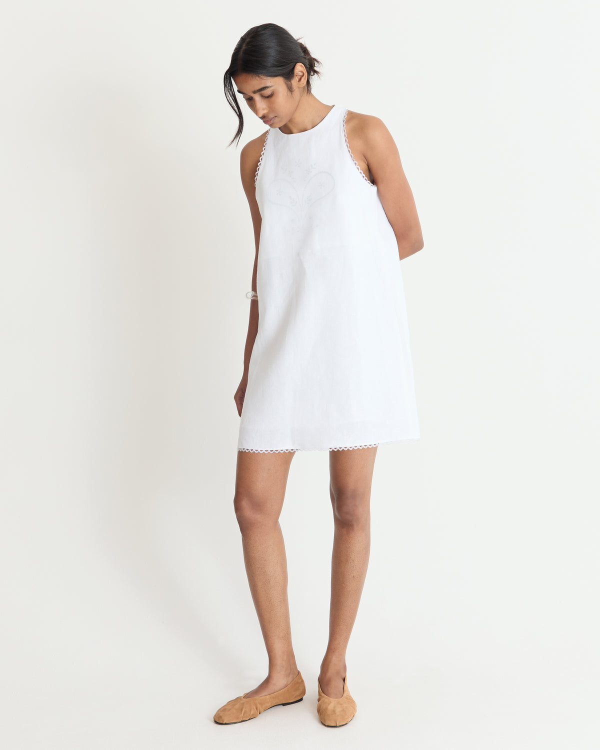 Robe Madère Blanc Brodée