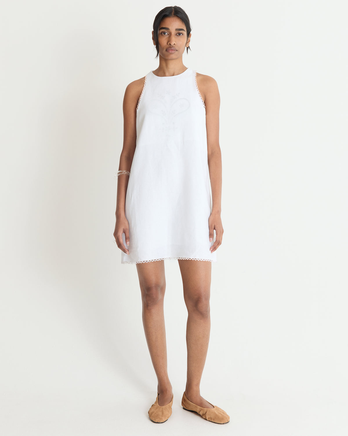 Robe Madère Blanc Brodée